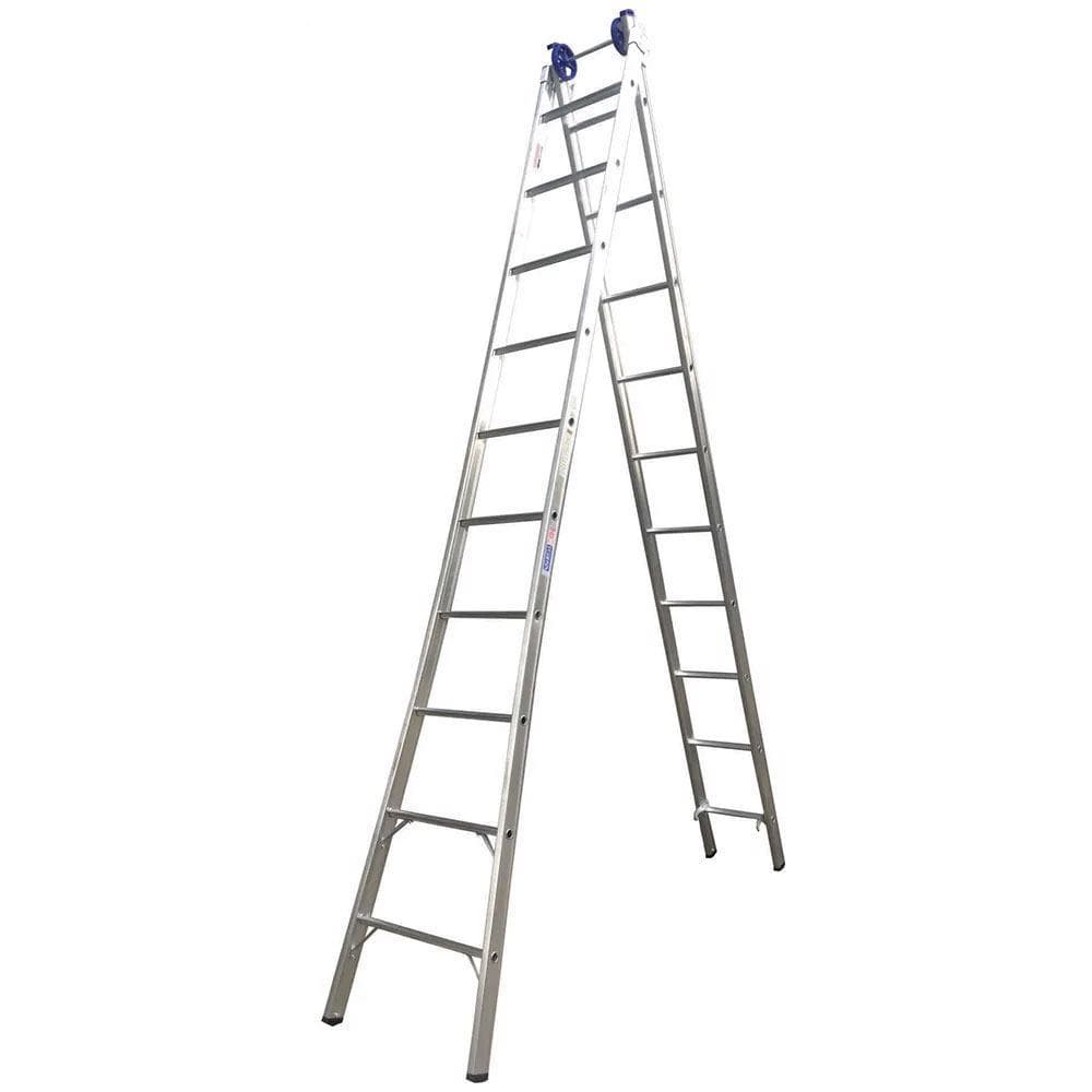 Escada Extensiva Profissional Esticável Dupla 10 Degraus - Alumínio - 60 - Real Escadas