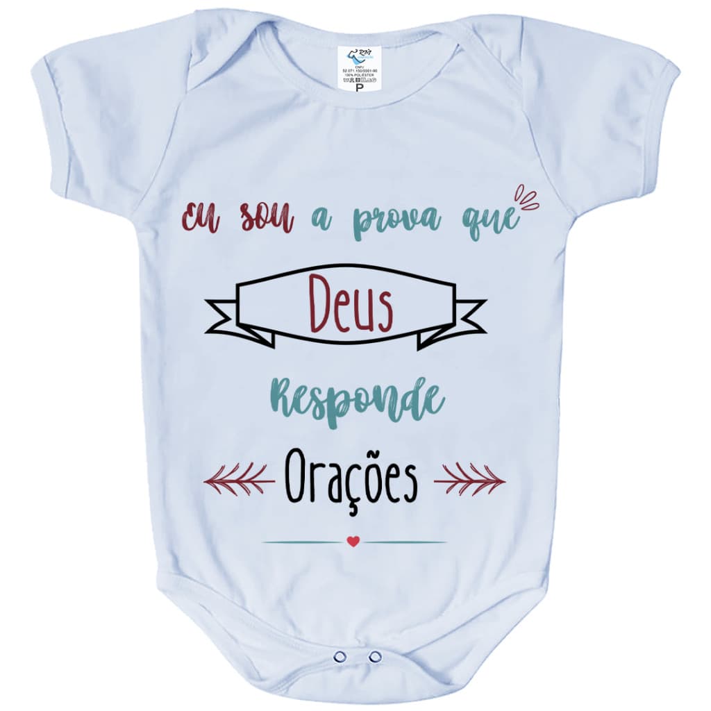 Roupa De Bebê Body Personalizado Eu Sou A Prova Que Deus Responde Orações Menino GB0329