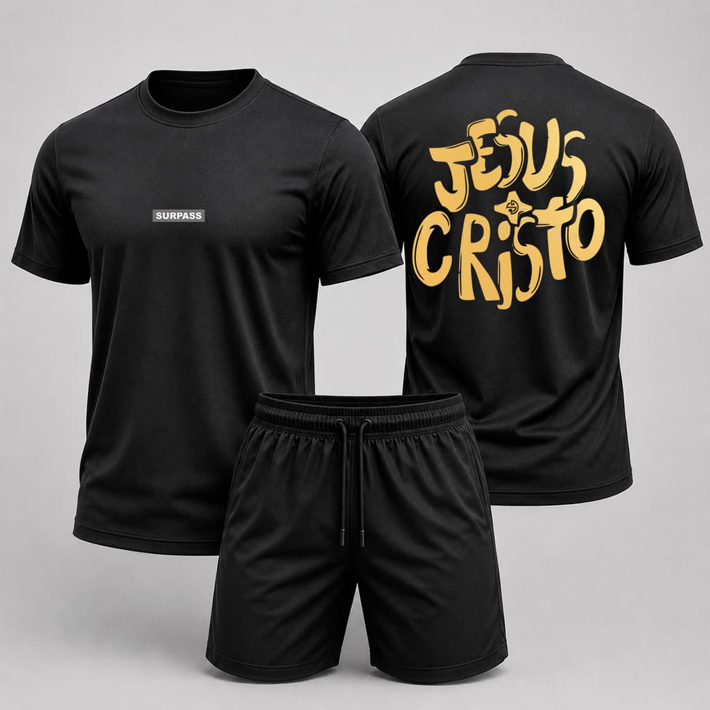 kit streetwear camiseta estampada masculina + bermuda tactel short