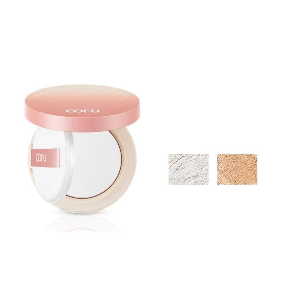 1 unidade de Pó Compacto Cofu Smooth Light Weight para Fixação de Maquiagem, de Oleosidade, com Esponja, Pó Com
