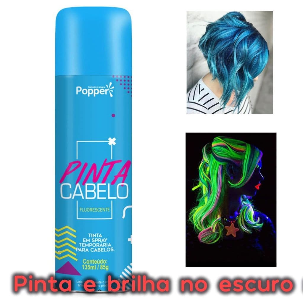 Spray De Cabelo Neon Azul Brilha No Escuro Com Luz Negra Fluorescente Colorido
