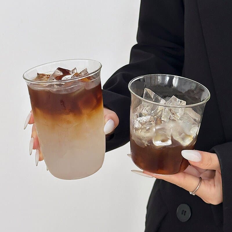Kit 2 Copos de Vidro Resistente 350/420ml Café Leite Americano Borossilicato Leve Boca Larga Para Bebidas Quentes e Fria