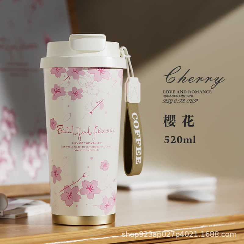 Copo de Café para Mulheres, Copo de Água de Alto Valor com Revestimento Cerâmico, Copo Térmico, Copo de Água em Aço Inox