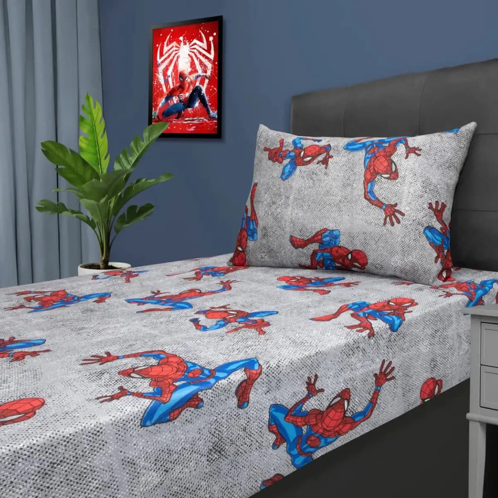 Jogo De Cama Solteiro C/ Elástico 2 Pçs Marvel Homem Aranha