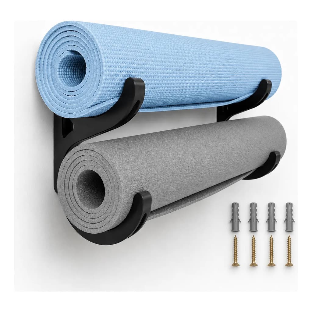 Suporte Para 2 Tapetes De Yoga E Pilates Exercícios Fixação Na Parede