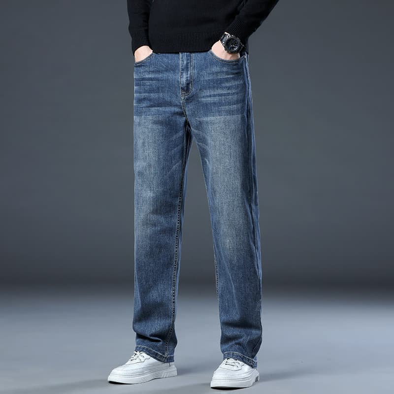 Xintang calças de brim retas masculinas estiramento calças retas soltas jeans masculino Street Wear calças compridas mas