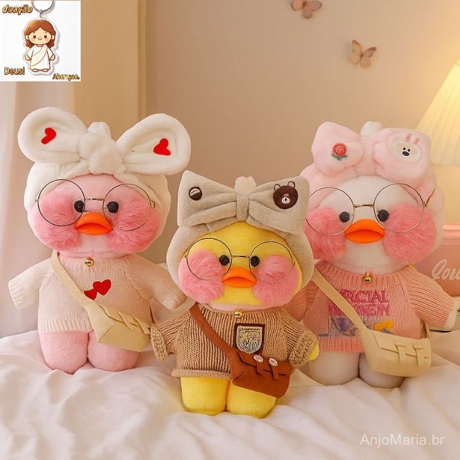 Brinquedo Pelúcia Lalafanfan Paper Duck Pato Kawaii Tiktok Fofo Patinho