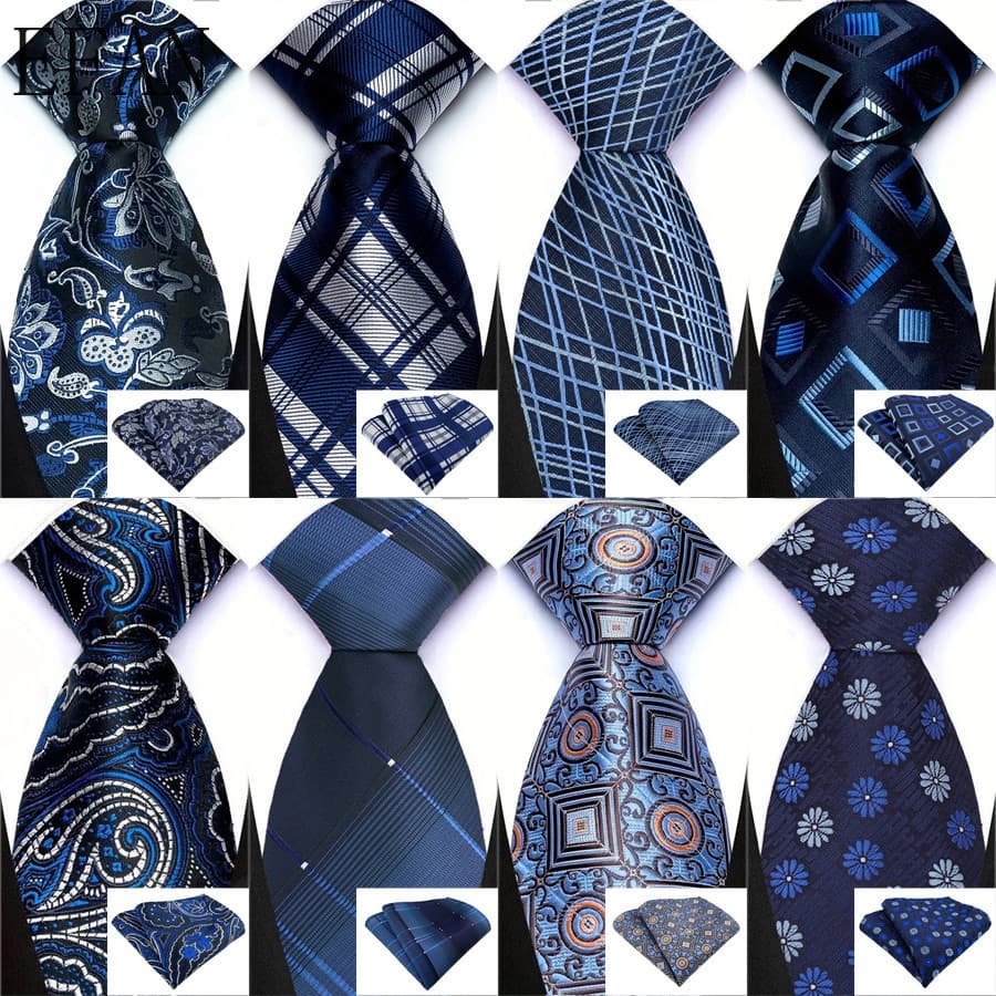 Gravata Masculina De Luxo , Cor Marinha , 8cm , Bolso Quadrado , Conjunto Para Homens , Moda Formal , Casamento , Negóci