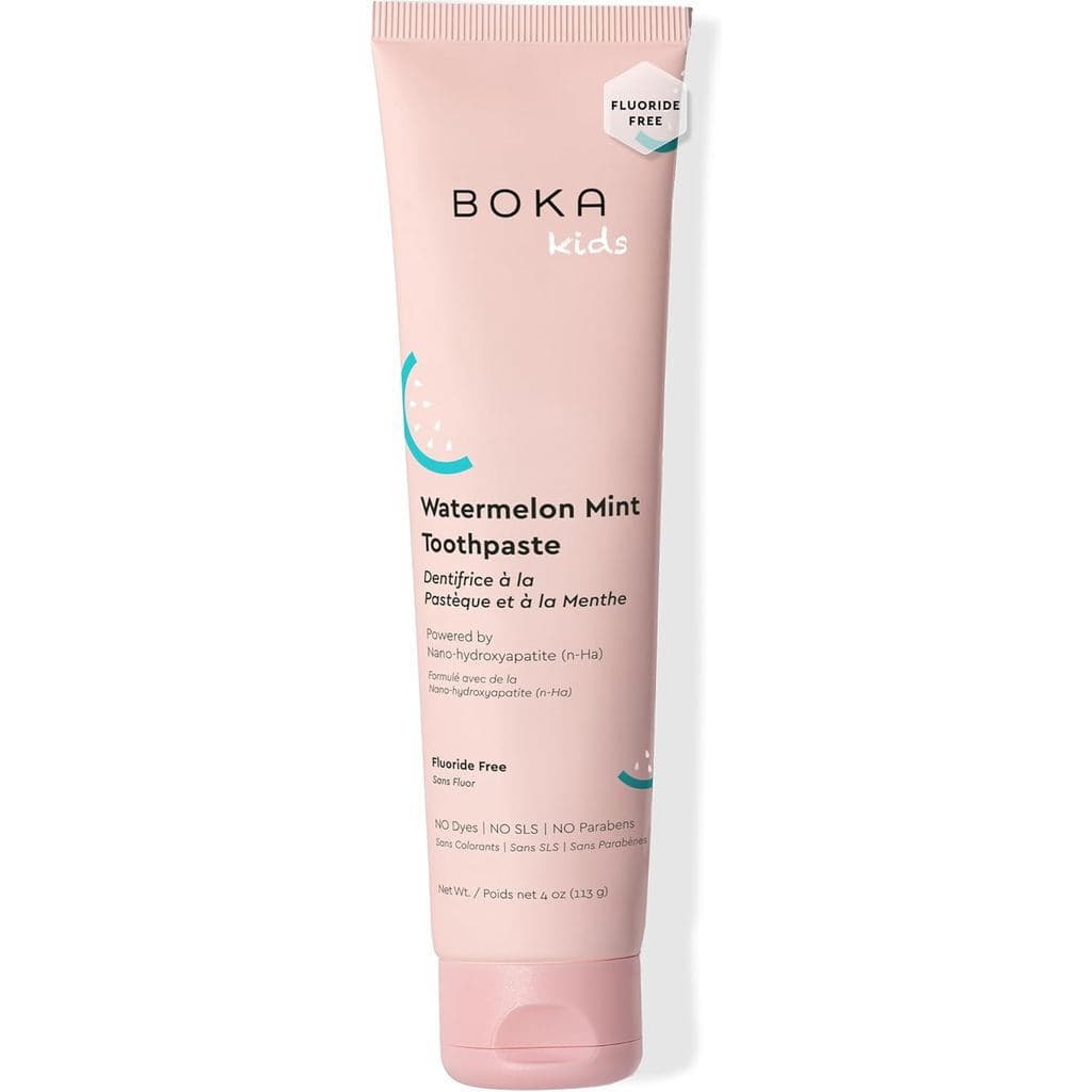 Pasta de Dente Boka Sem Fluoreto com Nano Hidroxiapatita - Sabor Melancia e Menta, 4 oz 1 Unidade Fabricado nos EUA