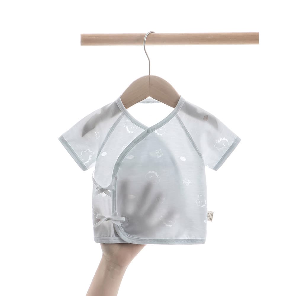 Verão meia costas estilo fino bebê manga curta topo bebê monge roupas recém-nascido único topo
