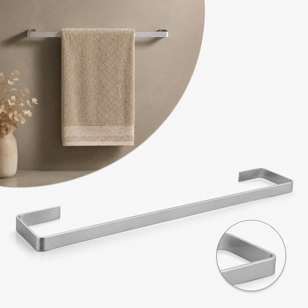 Toalheiro de Banho Stad em Aço Inox e Alumínio 50cm com Fixação Segura e Design Sofisticado