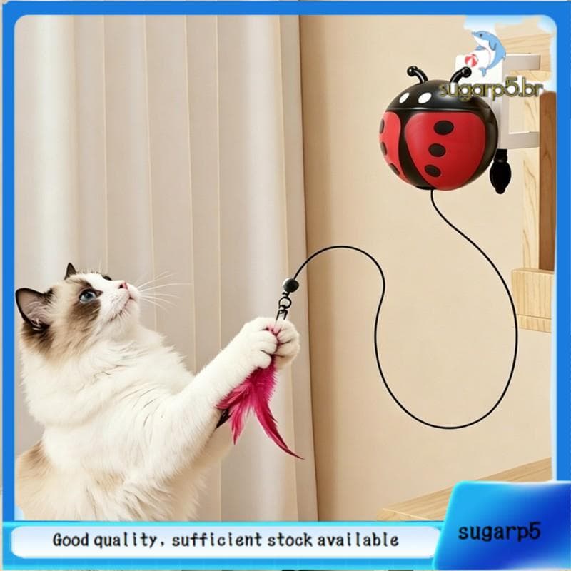 Varinha Interativa Automática Para Gatos Internos , Brinquedo Joaninha Provocação De Gato , Ação De Elevação Aleatória