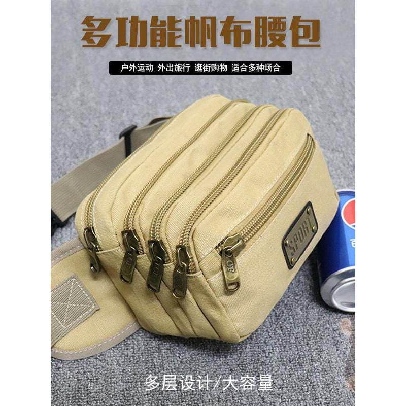 Novo grande capacidade Multi-camada saco de cintura masculino lona esportes ao ar livre saco de negócios saco de cintura