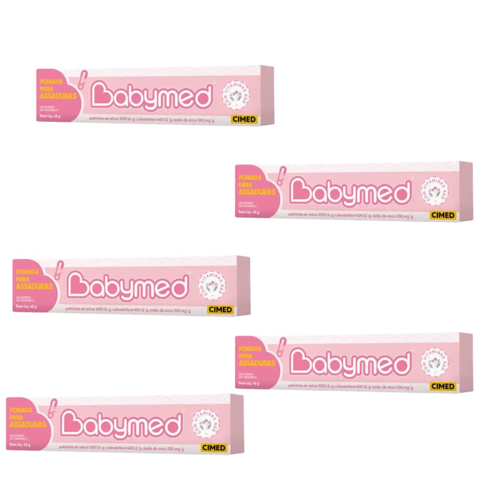 Kit com 5 Pomada Para Prevenção De Assaduras Babymed Menina 45g