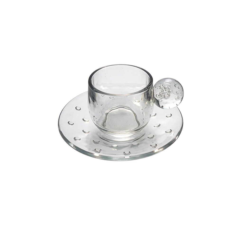 Xícaras em Vidro com Detalhes Esfera Transparente - 6 Peças - 90ML - BTC HOME DECOR