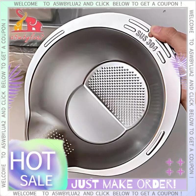 Cesta Multifuncional De Aço Inoxidável Para Lavagem De Arroz , Escorredor De Vegetais E Frutas