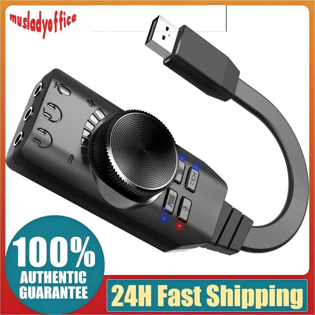 Placa de som ERYUE GS3 USB 2.0 Adaptador virtual externo de 7.1 canais Plug and Play com conectores de fone de ouvido e