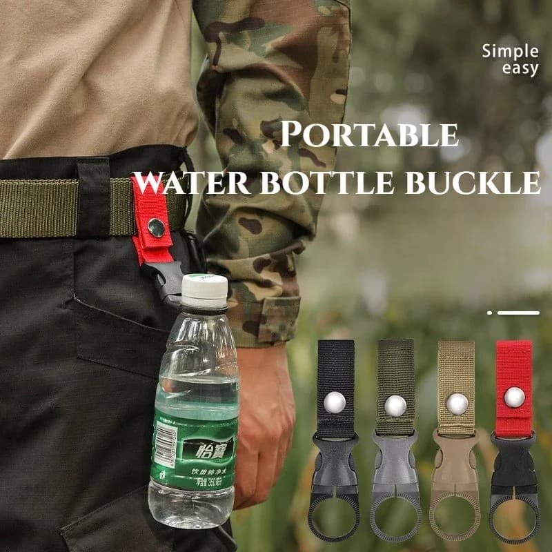 Suporte de Garrafa de Água com Fivela de Nylon Multifuncional para Cinto, Mochila e Escalada