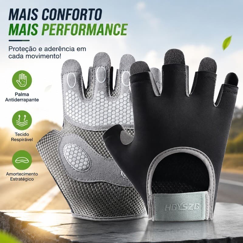 Luvas Esportivas Meio Dedo Unissex com Munhequeira Ajustável para Academia Musculação e Exercícios Fitness