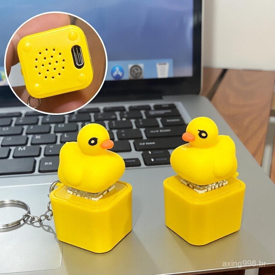 Engraçado Pato Chaveiro Recarregável Teclado Clicker Som Com Luz LED Para Alívio Do Estresse