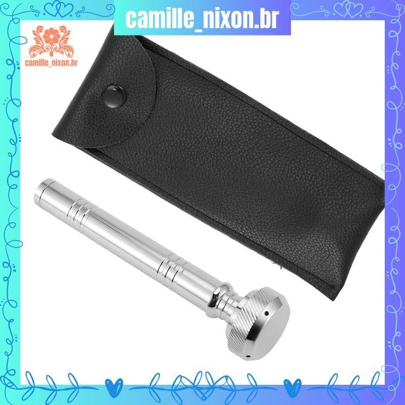 [camille_nixon.br] Aspersor De Água Benta De Bolso Cristão Com Estojo De Transporte De Couro Recipiente Aço Inoxidável R