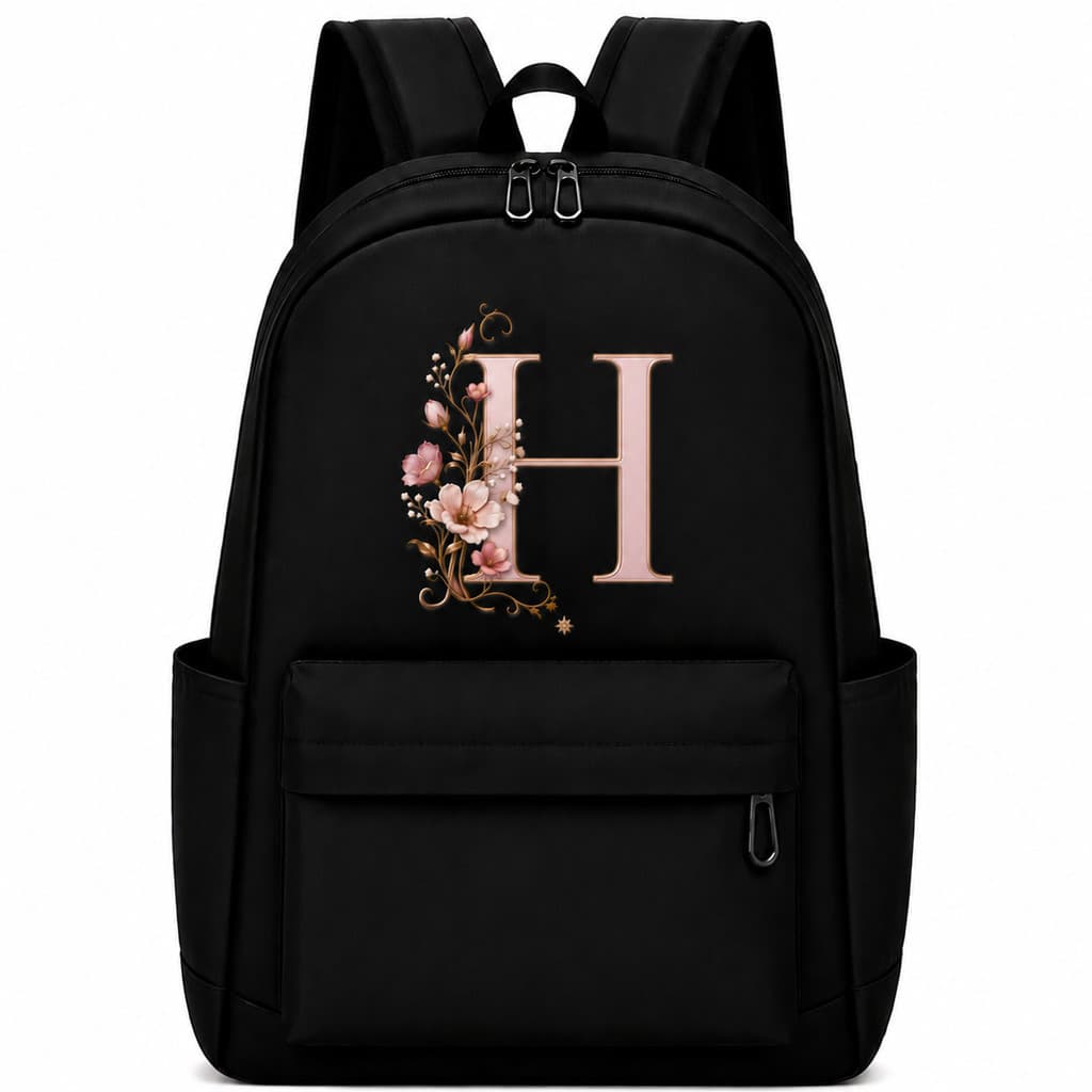 Mochila Infantil Menina Letra Personalizada Escolar Reforçada Notebook Com Alça 2 bolso Lateral