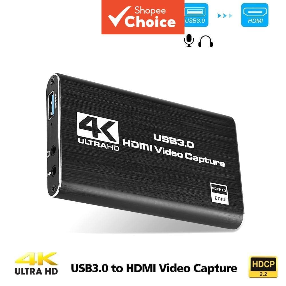 Placa de Captura de Vídeo HDMI para USB 4K Gravação de Tela USB3.0 1080P 60FPS Captura de Jogo para PS4 Câmera Switch