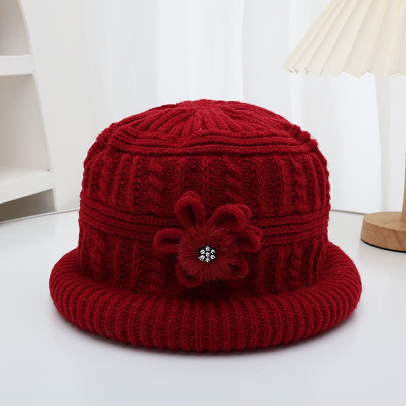 Novo gorro de inverno e outono, quente e de lã grossa, adequado para mulheres idosas, modelo do gorro é GVN8.
