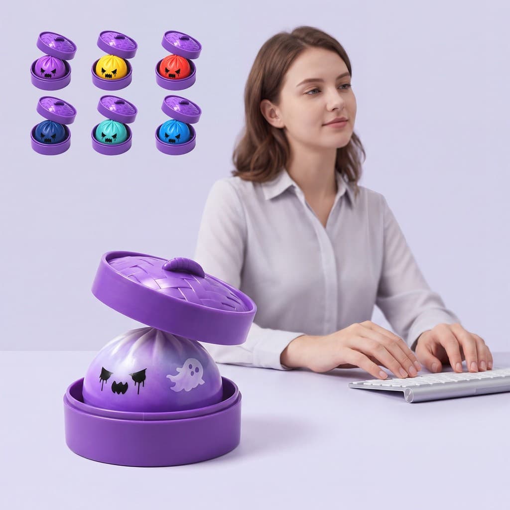 Squishy De Pão A Vapor Roxo De Halloween – Brinquedo Macio Para Aliviar O Estresse Baozi De Ascensão Lenta , Presente Di