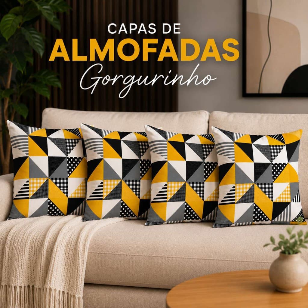 Kit 4 Capa de Almofada Decorativa Gorgurinho Luxo Sala Quarto Sofá