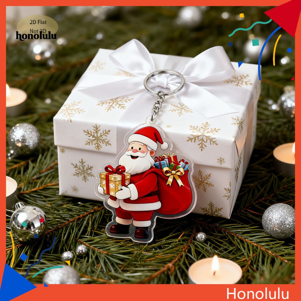 Hon * Chaveiro De Natal Acrílico Com Pingente De Papai Noel De Desenho Animado , Polido Suave Para Uso Prático Diário