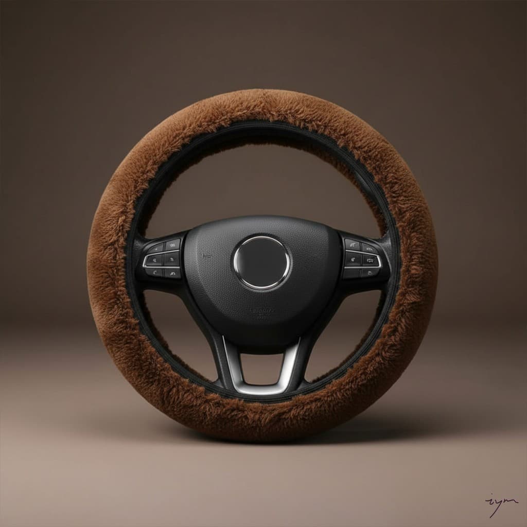 Capa De Volante De Inverno De Pelúcia – Elástico Macio Antiderrapante Quente Para Carro SUV