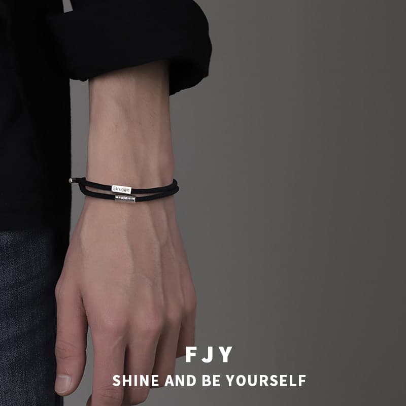 Pulseira pulseira masculina na moda ins nicho Design carta corda dupla inspirador menino pulseira ajustável masculino tr