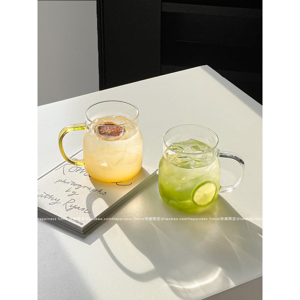 Copo de Vidro 600ml com Alça, Boro-silicato Resistente ao Calor, para Café, Leite, Suco e Chá, Uso Diário ou Presente
