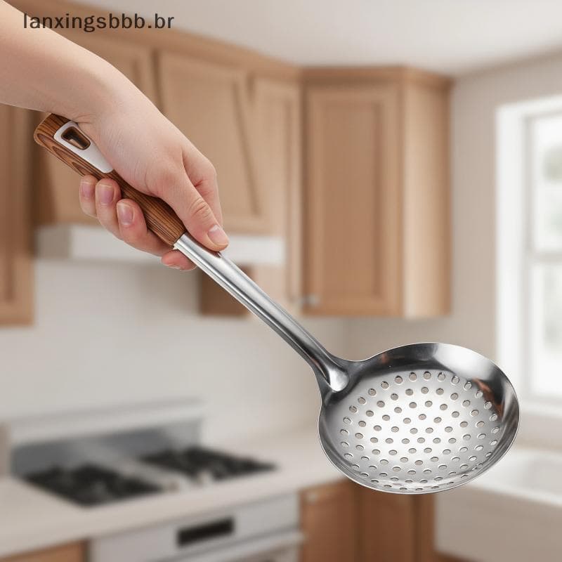 [LAX] Colher De Filtro Multifuncional De Aço Inoxidável Thiened Design 1 Peça Skimmer De Óleo Oval Para Cozinhar , Frita