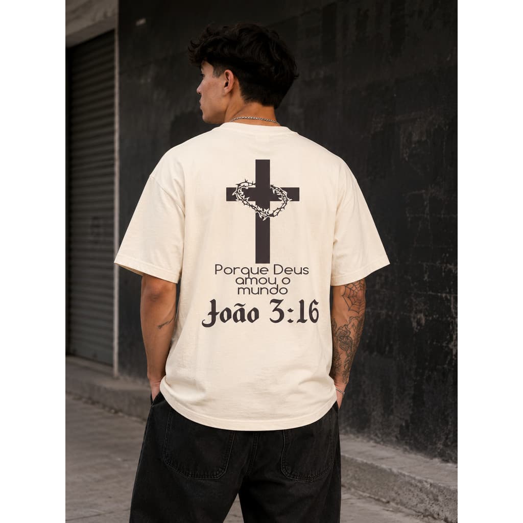Camiseta Unissex Algodão Porque Deus Amou O Mundo Gospel Cristã Evangelica