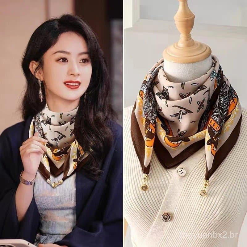[Promoção Quente] Novo Cachecol Elegante e Versátil para Outono-Inverno, Cachecol Estiloso, Cachecol de Seda com Fivela