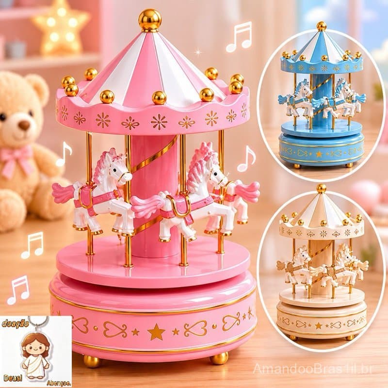 Caixinha Musical Carrossel Decorativa Caixa De Música Presente Infantil