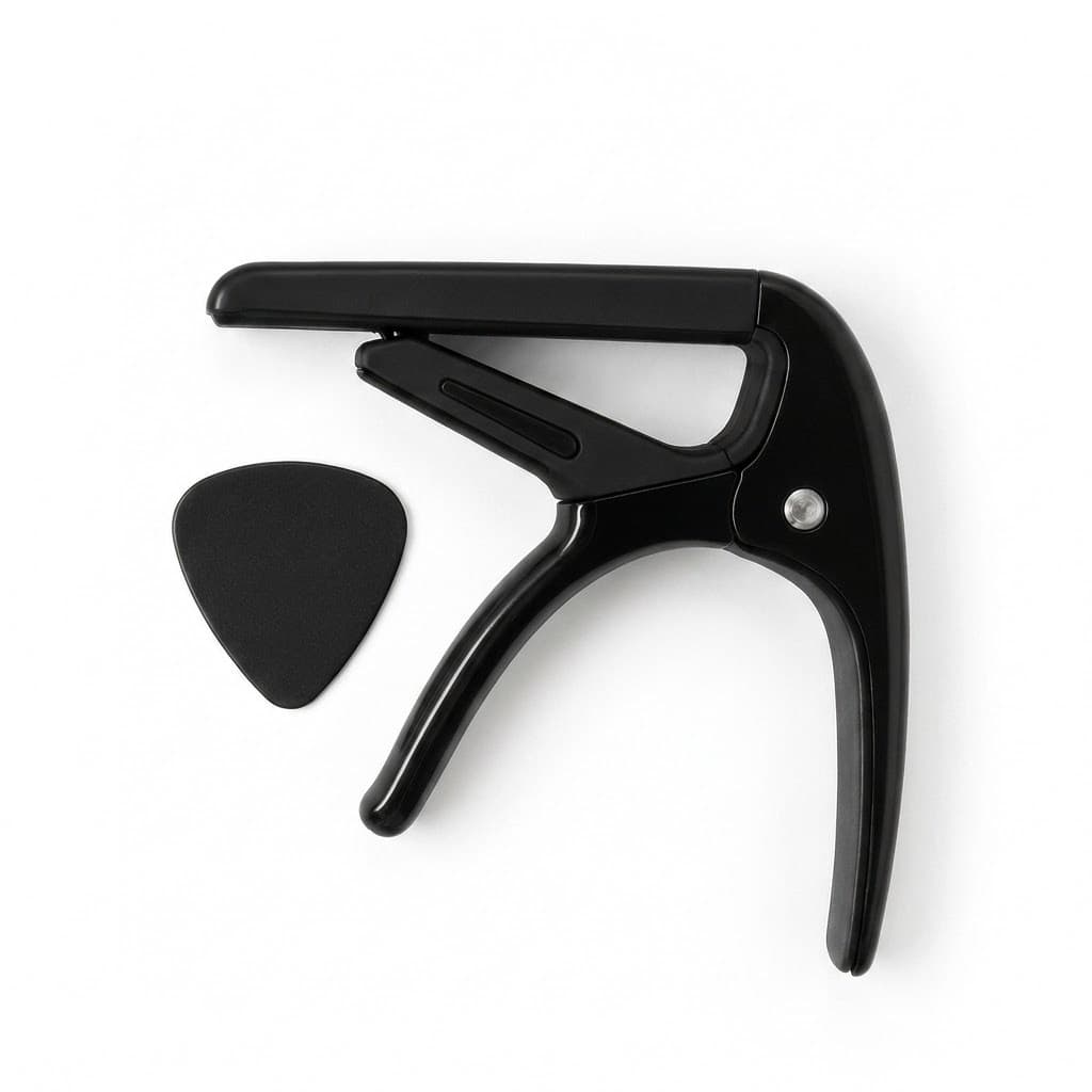 Capotraste MXT MC61 Preto Alumínio Mola Forte Borracha Silicone Palheta Violão Guitarra Ukulele Baixo