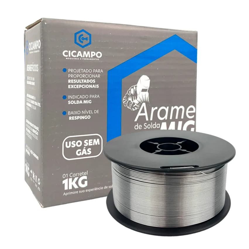 Arame para Solda MIG Uso Sem Gás 0.8mm 1KG AWS E71T-GS Cicampo 446102