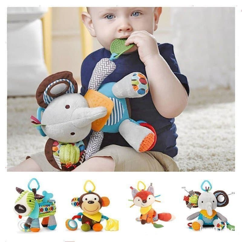 Bebê Brinquedo De Pelúcia Recém-nascido Boneca Confortável Bebê Chocalho Mordedor Boneca Carrinho De Bebê Pingente Crian