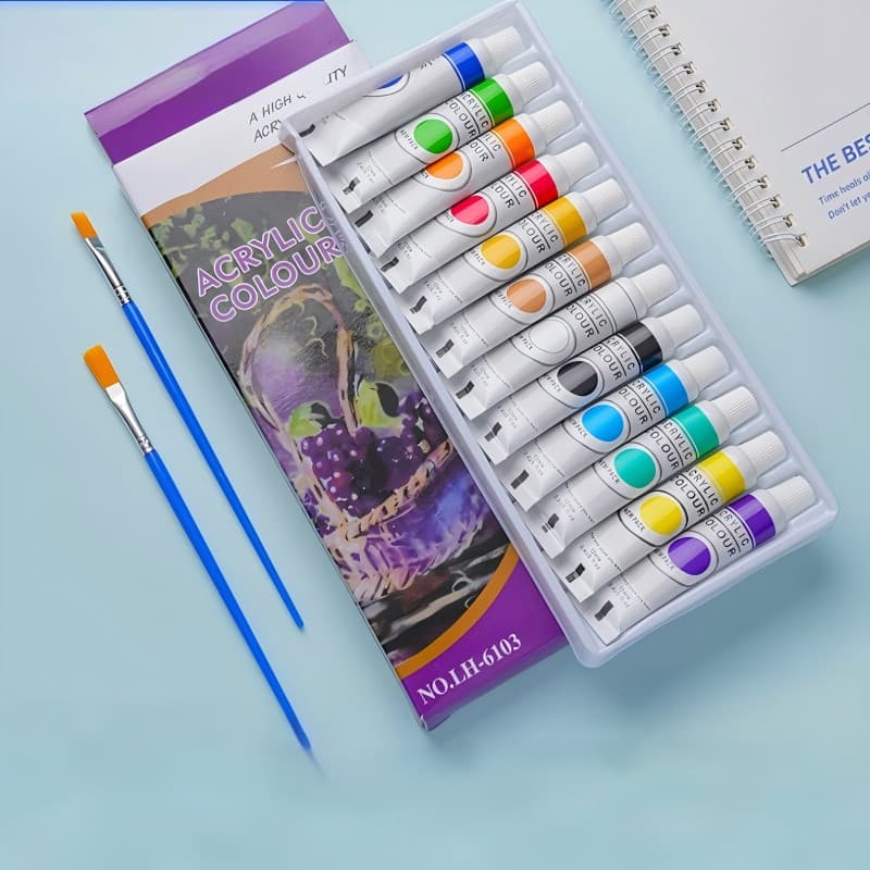 12 Cores Tinta Acrílica/Oleo/Aquarela/-Bisnaga 12ml para Artes em Tela/Papel/Madeira
