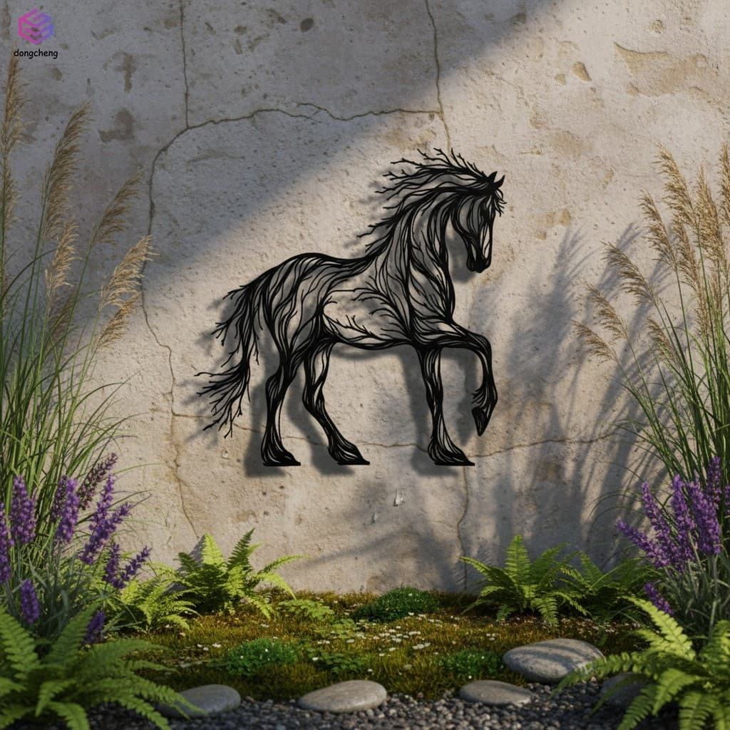 Placa De Parede De Garanhão De Metal Arte Abstrata Decoração De Pátio De Jardim Ao Ar Livre