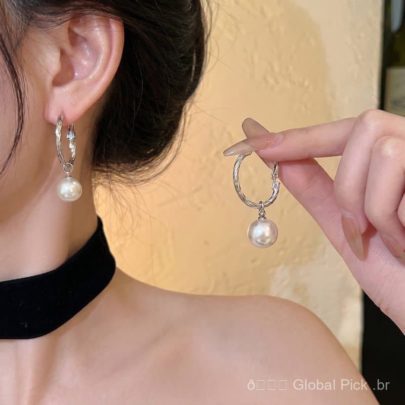 Brincos de Pérola em Círculo Simples para Mulheres, Novidade 2026, Design de Nicho Popular, com Pinos Elegantes e Acessó