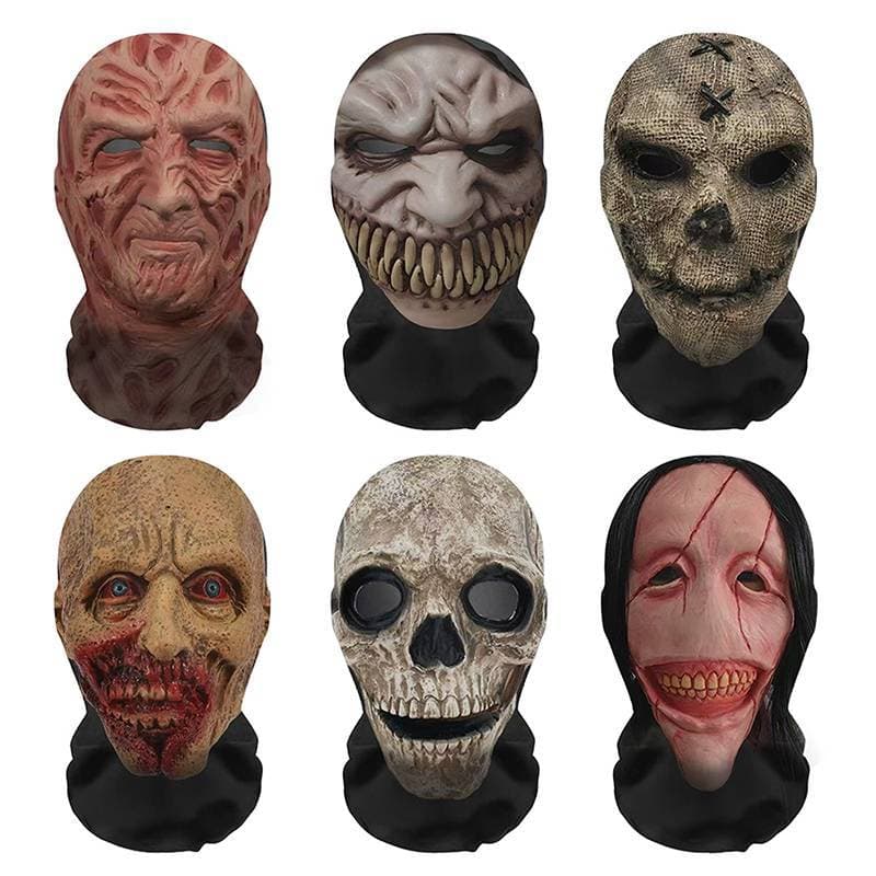 Várias máscaras de terror de Halloween, jogo de papel
