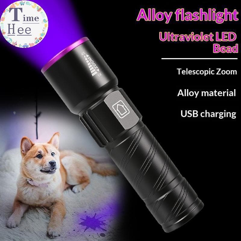 TimeHee 2 Em 1 Lanterna Ultravioleta Roxo Branco Dupla Luz Zoomable Tocha Agente Fluorescente Detecção Escorpião Lantern