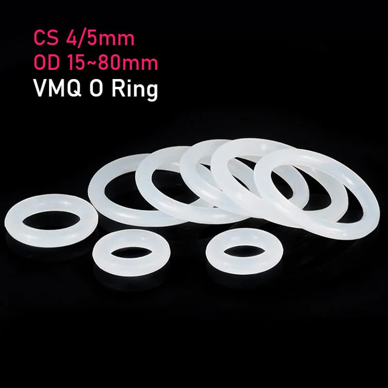 CS 4/5mm OD 15 ~ 80mm Branco VMQ O Ring Junta Silicone Arruela De Vedação De Qualidade Alimentar Isolada À Prova D'água