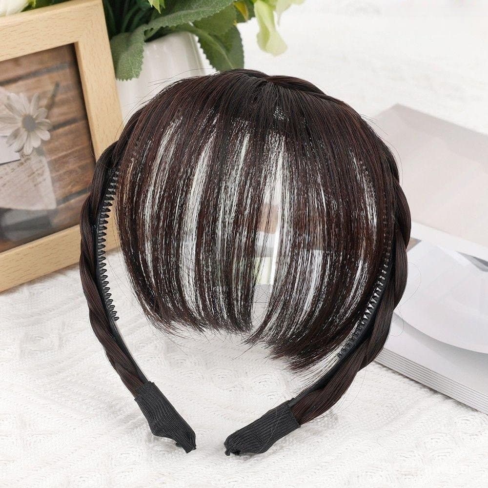 Franja Falsa Hairband Feminino Princesa Estilo Extensões De Cabelo Resistente Ao Calor Sintética Hairpieces