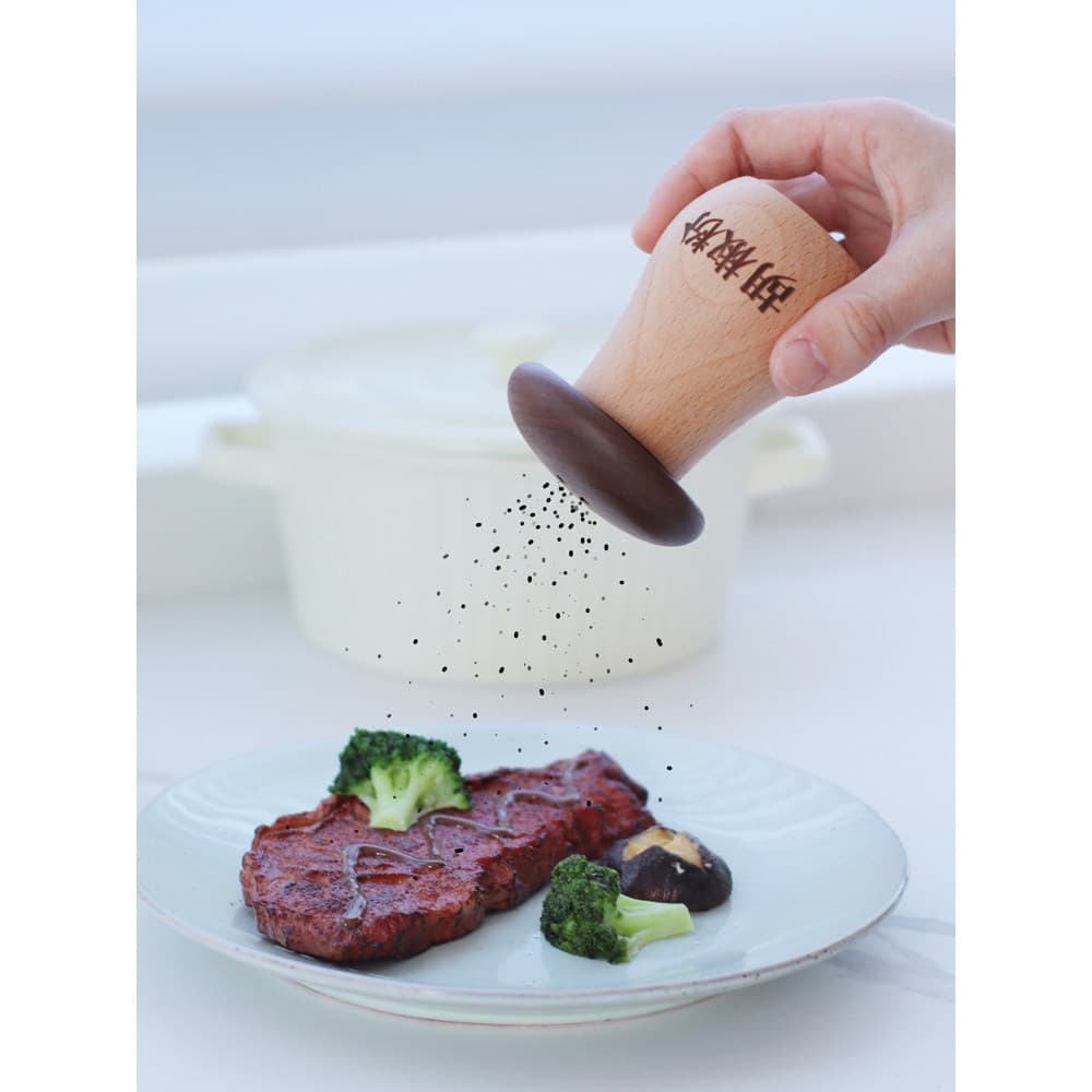 Garrafa de tempero de madeira maciça pode criativo cogumelo tempero Jar churrasco pimenta cominho em pó sal Sprinkler ga