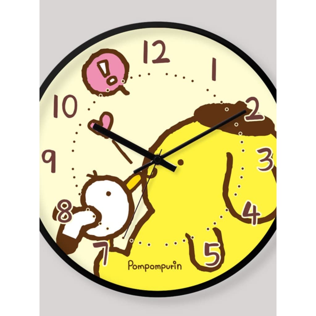 Sanrio pudim cão relógio de parede amarelo bonito dos desenhos animados silencioso andando relógio casa feminino menina